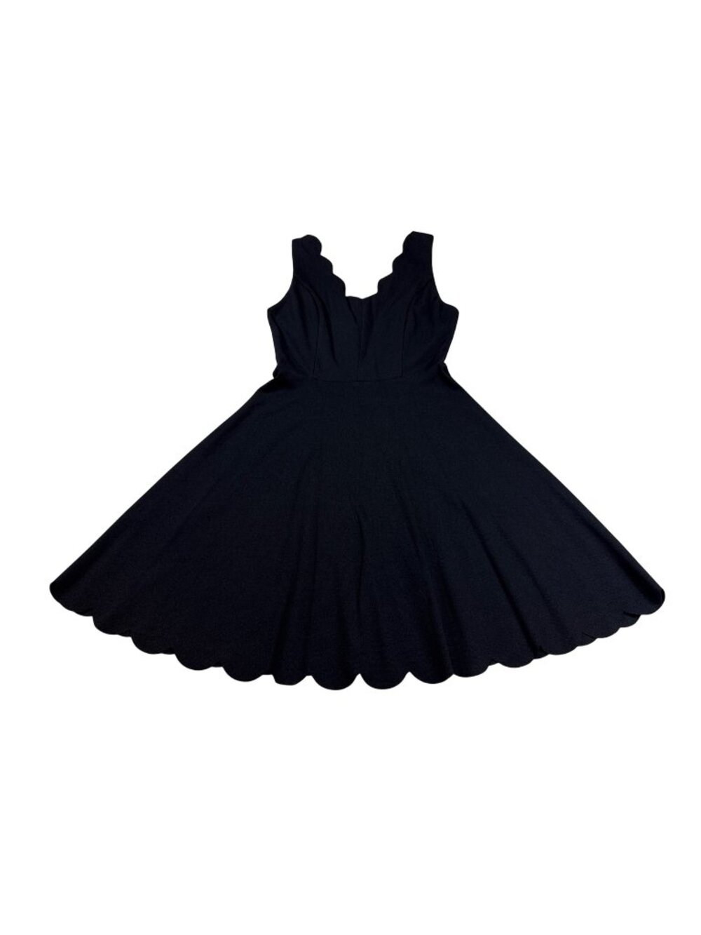 NWT Miami Scalloped Black Sleeveless Fit & Flare Dress XS Rayon Blend (K557)